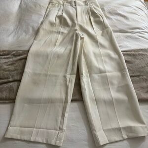 Mid Rise Pleated Wide Leg Trousers